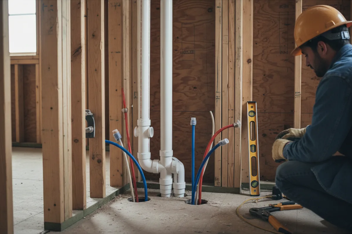 Drain and supply rough-in during Drain Cleaning in Thurston