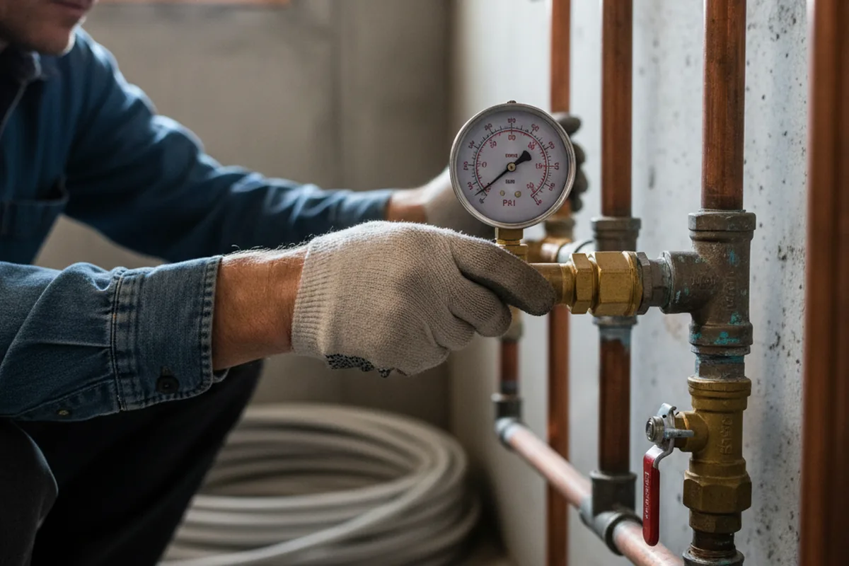 Pressure testing a repaired line during Water Line Repair in Thurston